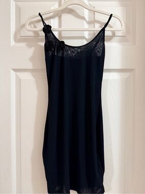 Black Floral Accent Slip Dress